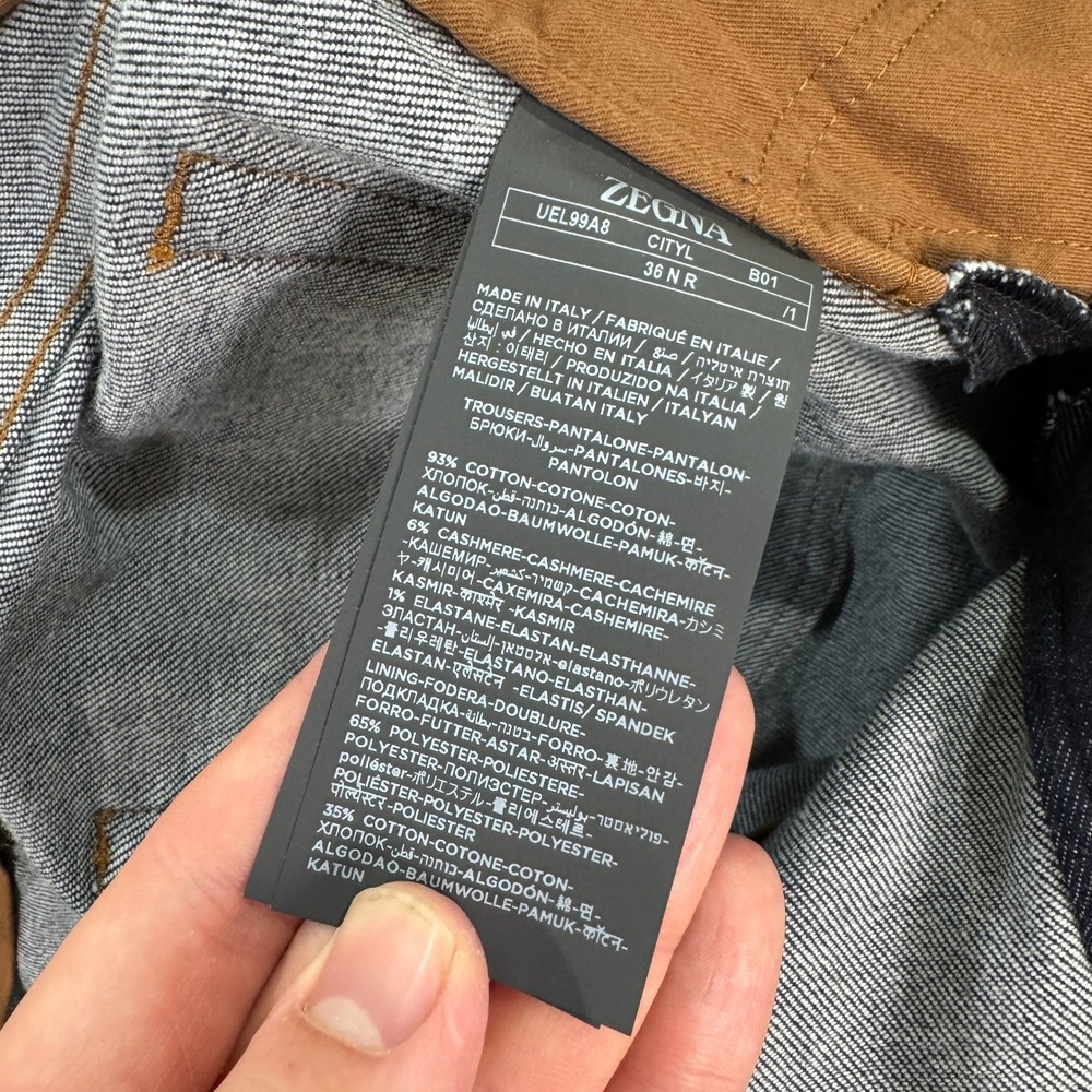 Zegna Recent Roccia Mens 36x25 Short Cashmere Slim Fit Denim Jeans Made in Italy - Picture 10 of 14